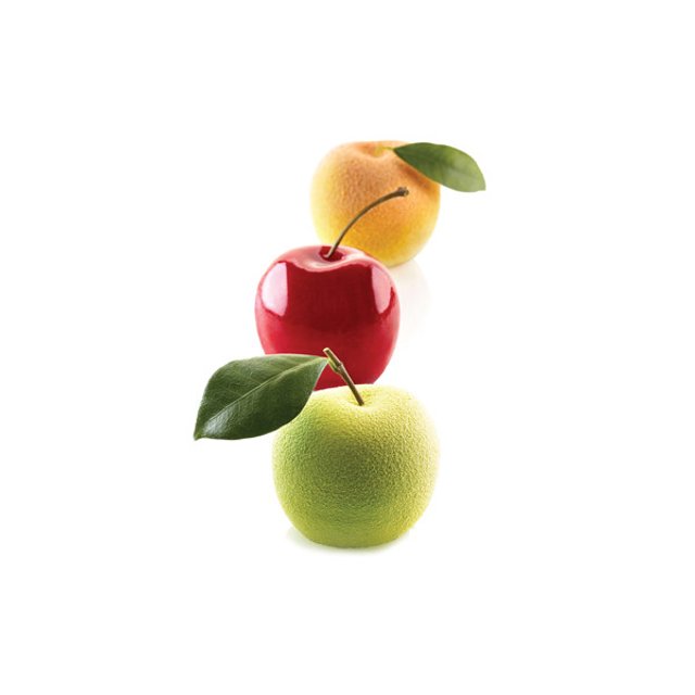 Obrázek produktu Forma silikon bílá: JABLKA TŘEŠNĚ BROSKVE 5x115ml   pr.6cm v.5,5cm