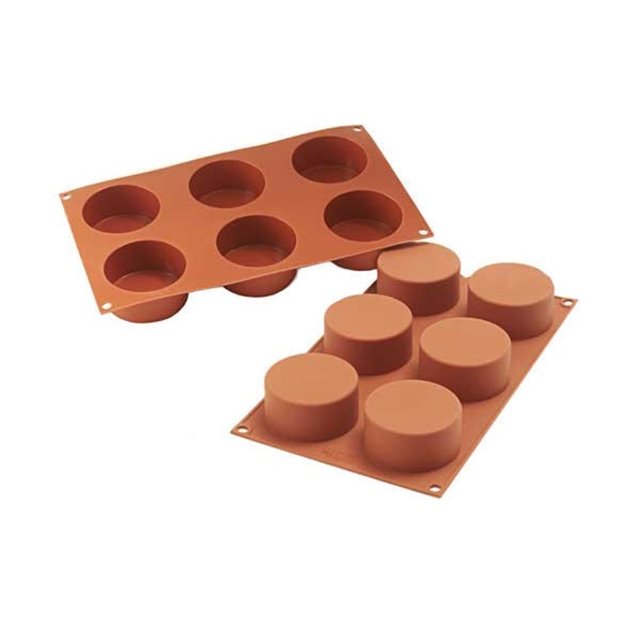 Obrázek produktu Forma silikon terakota: monoporce kolečko 6x 133ml   pr.7cm v.3,5cm