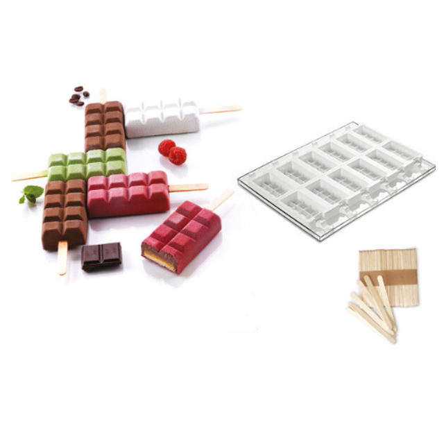 Obrázek produktu Forma silikon na nanuky TABULKA ČOKOLÁDY 9,2x4,8cm v.2,4cm 2x6ks Silikomart
