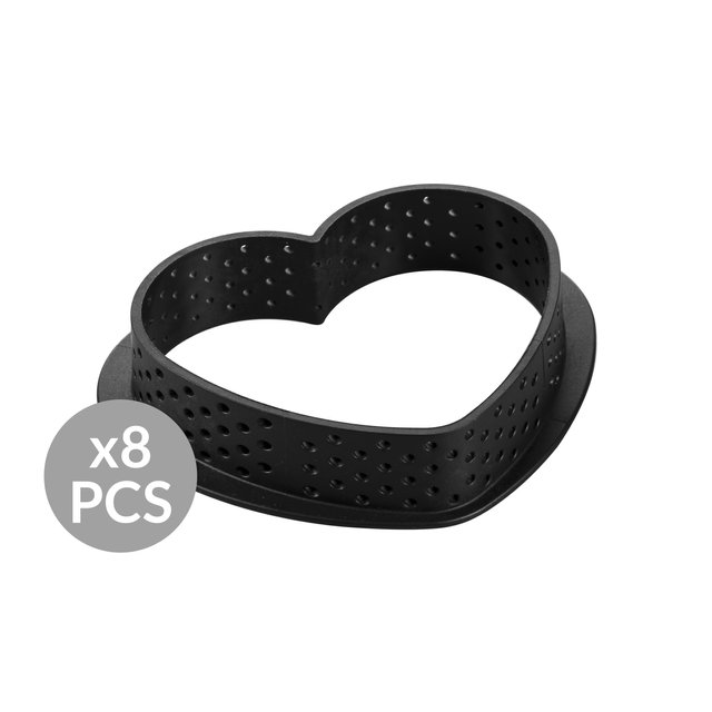 Obrázek produktu TARTE RING RÁFKY perforované - SRDCE/AMORE 8ks 80x70x20mm Silikomart
