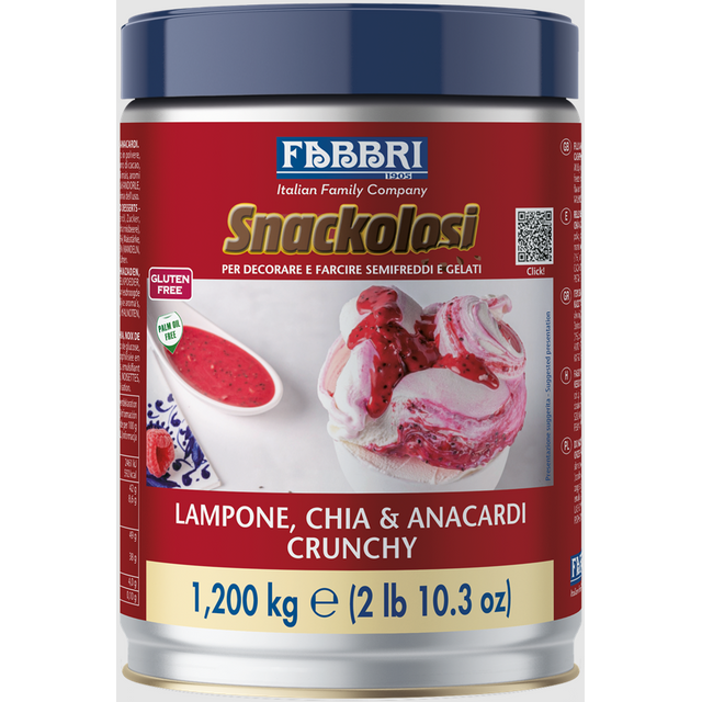 Obrázek produktu Snackolosi Raspberry, Chia Seeds & Crunchy Cashews (variegato) 1,2kg Fabbri