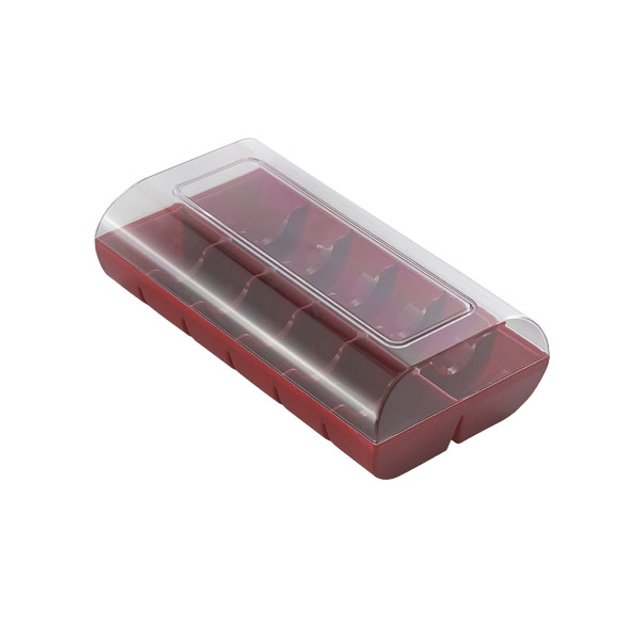 Obrázek produktu Box na 12ks makronek ČERVENÝ + ČIRÉ VÍČKO (krabice 48 ks)