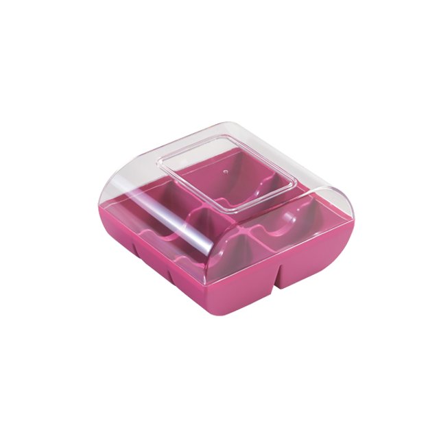 Obrázek produktu Box na 6ks makronek RŮŽOVÝ + ČIRÉ VÍČKO (krabice 90 ks)