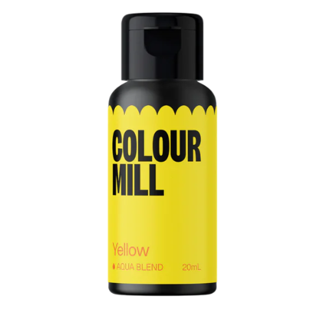 Obrázek produktu Barva tekutá na vodní bázi - žlutá (yellow)  20 ml - černá lahvička Colour mill
