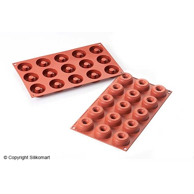 Obrázek produktu Forma silikon terakota: DONUTS MINI 15x22ml   pr.4,5cm v.1,8cm (SMALL DONUTS 22)