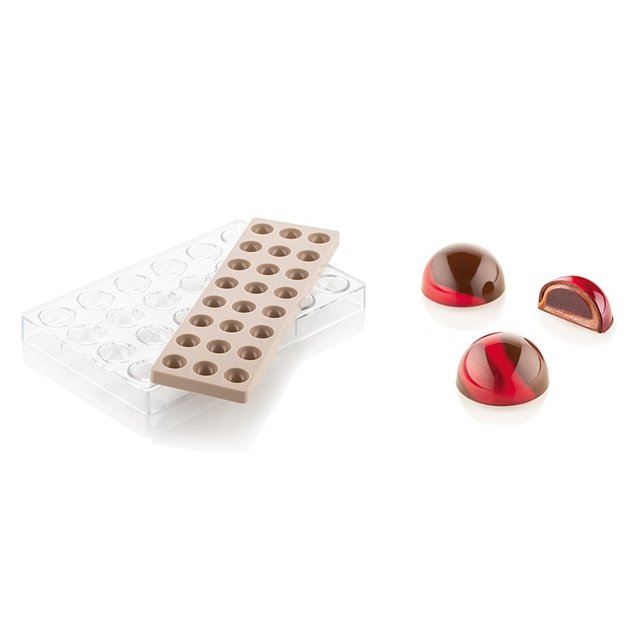 Obrázek produktu Kit na pralinky - POLOKOULE (forma a vklad) pr.31mm v.16,5mm 8,5ml 24 ks Silikomart