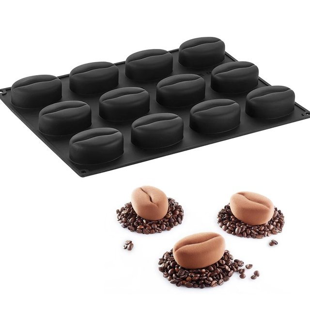 Obrázek produktu FORMA SILIKON černá - 30x40cm - MOKA-KÁVOVÉ ZRNO- 8,3x5,8x3,2cm 100ml PAVONI