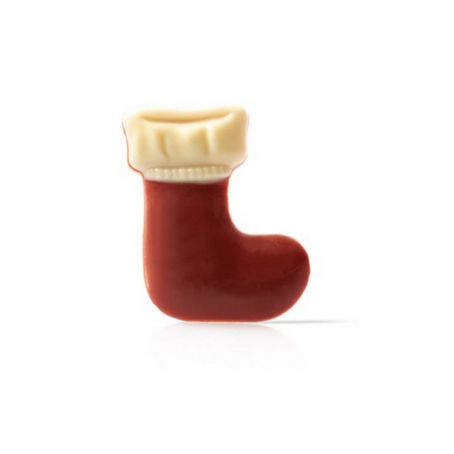 Obrázek produktu Dekor vánoční Santova ponožka čokol. 4-4,9cm 132ks/krab. DOBLA