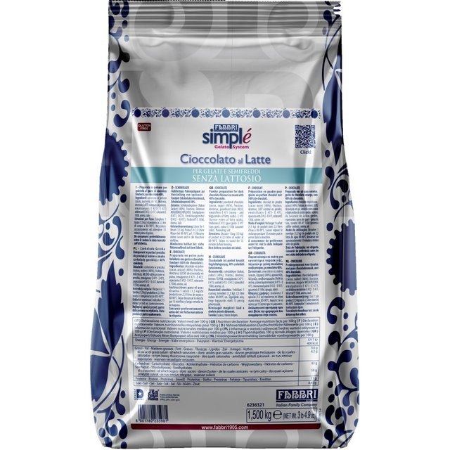 Obrázek produktu Simplé Cioccolato al latte (zmrzlina čokoládová bez laktózy) 10x 1,5kg FABBRI