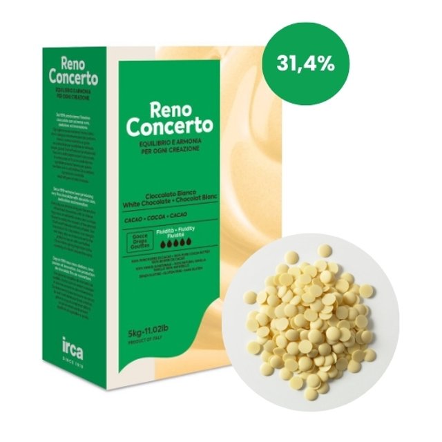 Obrázek produktu NAHRAZENO IRCA Čokoláda bílá 31,4% RENO CONCERTO WHITE 38/40 5kg