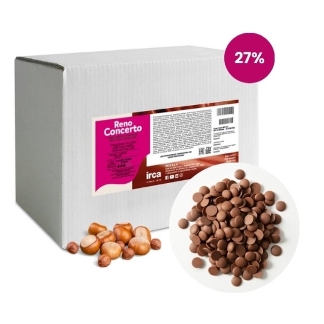 Obrázek produktu IRCA Čokoláda lískooříšková RENO CONCERTO MILK GIANDUJA 10kg (2x5kg) DOPRODEJ