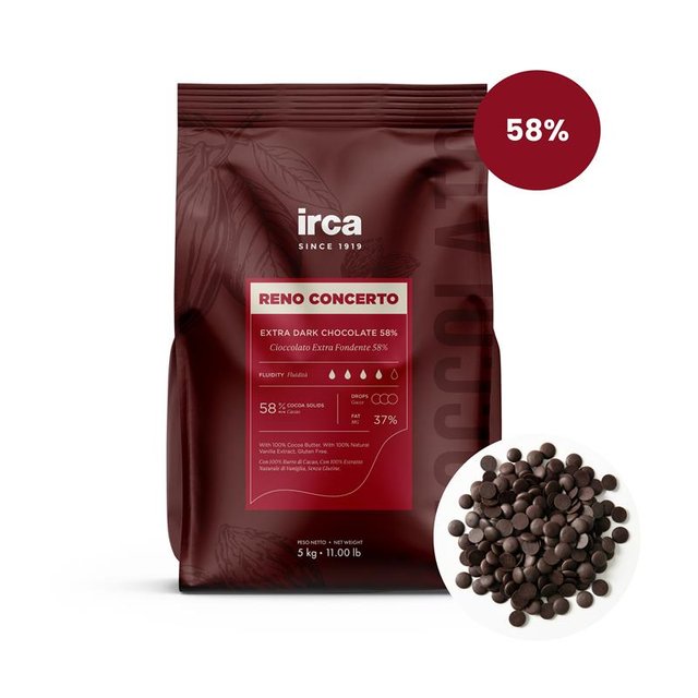 Obrázek produktu IRCA Čokoláda hořká 58% RENO CONCERTO DARK 36/38 10kg (2x5kg)