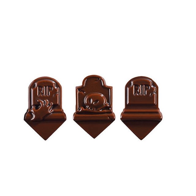 Obrázek produktu Čokoládová dekorace náhrobky RIP 2,4x3,6cm 90 ks PCB