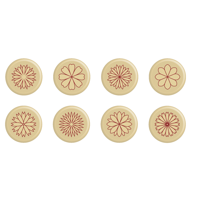 Obrázek produktu Čokoládový dekor červené květy FLEURETTES pr.2cm 880ks bílý PCB