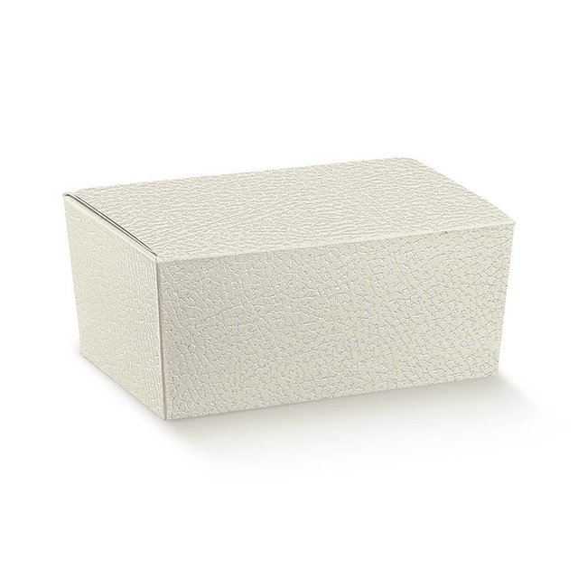 Obrázek produktu Krabička na pralinky 10,3x6,7x4,7cm papír bílá kůže 1ks (bal.10ks)