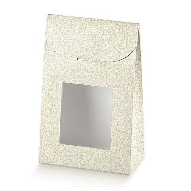 Obrázek produktu Sáček papírový s okénkem potisk bílá kůže 11,5x5,5x18cm 20x10ks
