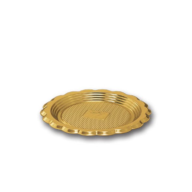 Obrázek produktu Podnos plast pr. 12cm zlatý vlnitý okraj (krt.500ks) Alcas