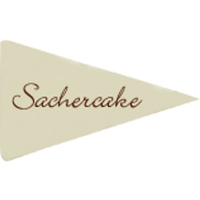 Obrázek produktu Dekor nápis SACHERCAKE trojúhelník 575ks 5,5x3,5cm PCB