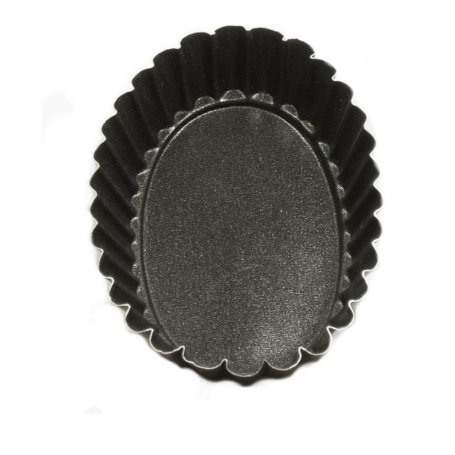 Obrázek produktu Forma hliníková ovál s vlnitým okrajem 11x7,5cm,v.2,3cm černá TG