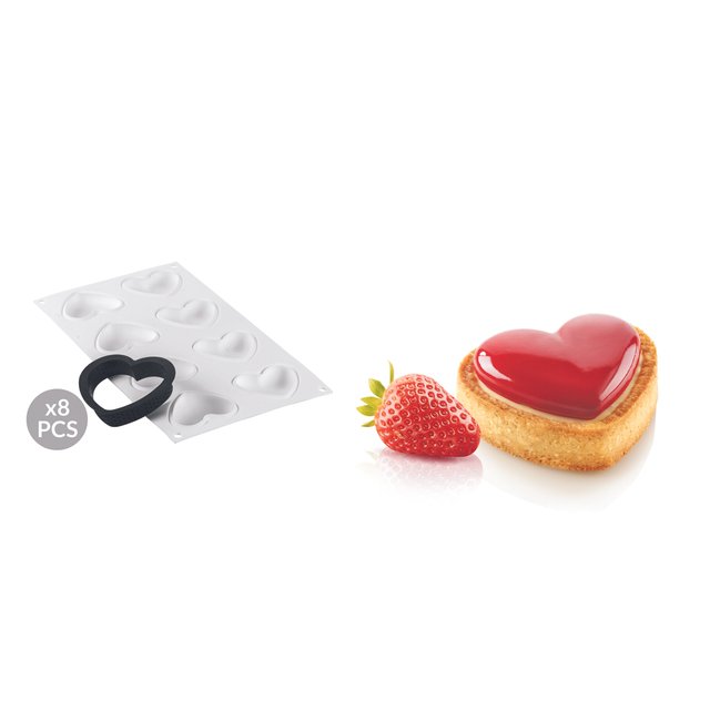 Obrázek produktu Forma silikon bílá + ráfky: Kit Tarte Ring Amore 80x70mm   SRDCE 8x30ml