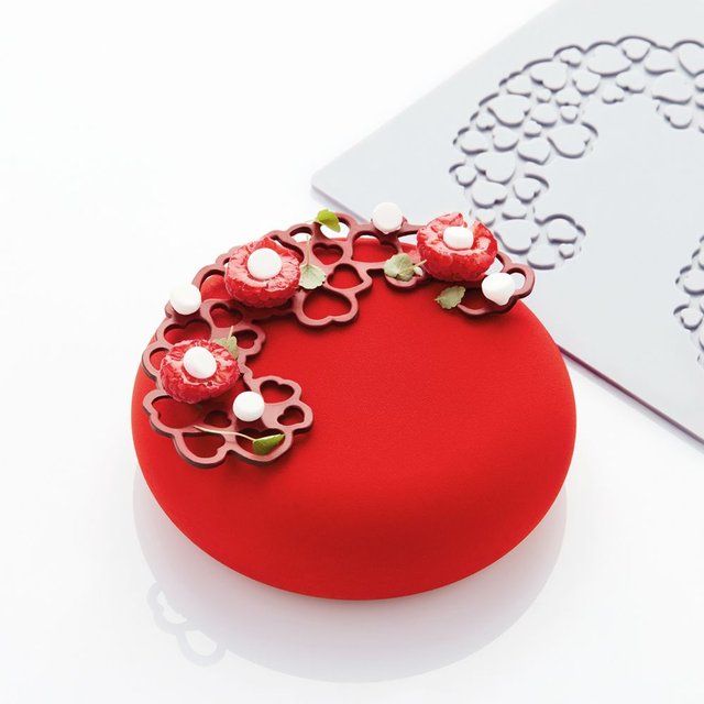 Obrázek produktu Forma silikon šedá: dekorace půlkruh-srdíčka 30x17,5cm Pavoni